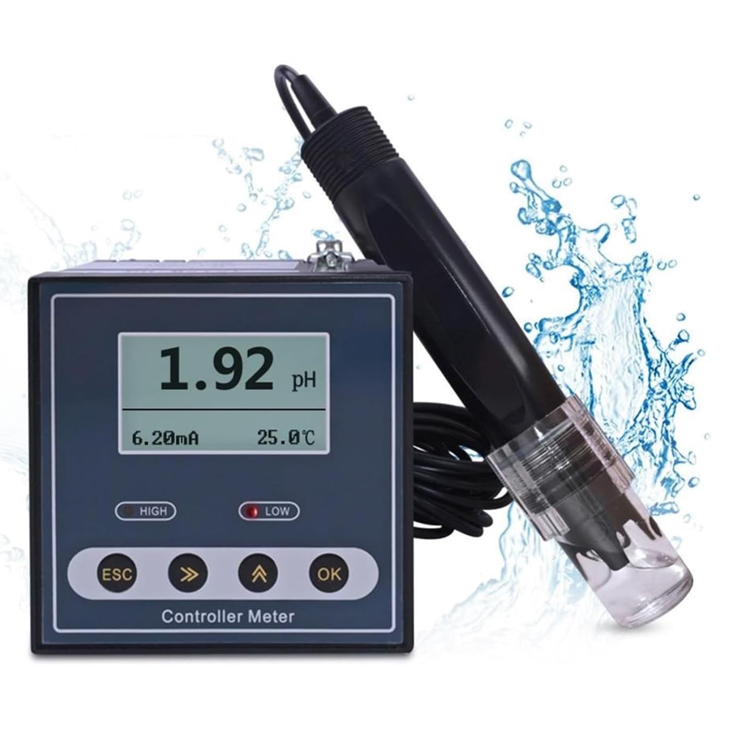 Medidor De PH Industrial, Probador De Calidad Del Agua, Con Pantalla LCD, Rango De Medición De 0,00 ~ 14,00PH, Función De Calibración Automática, Para Plantas De Tratamiento De Aguas Residuales