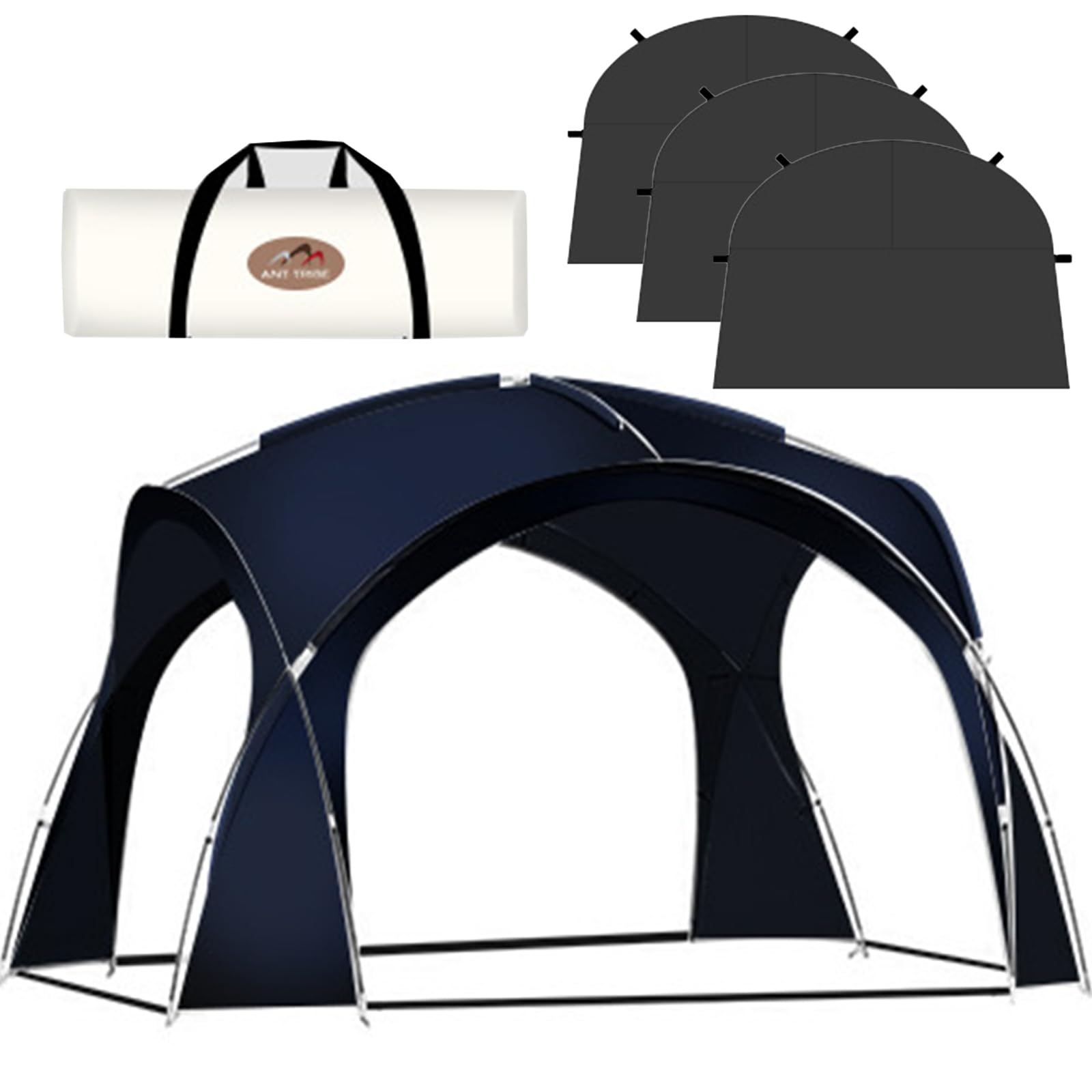 Tragbarer Pavillon mit Kuppel, 4,2 x 4,2 m, für 8-12 Personen, wasserdichtes Sonnenschutzzelt mit Stahlstangen, 4 Wänden, Outdoor-Event-Baldachin für Garten, Camping und Partys