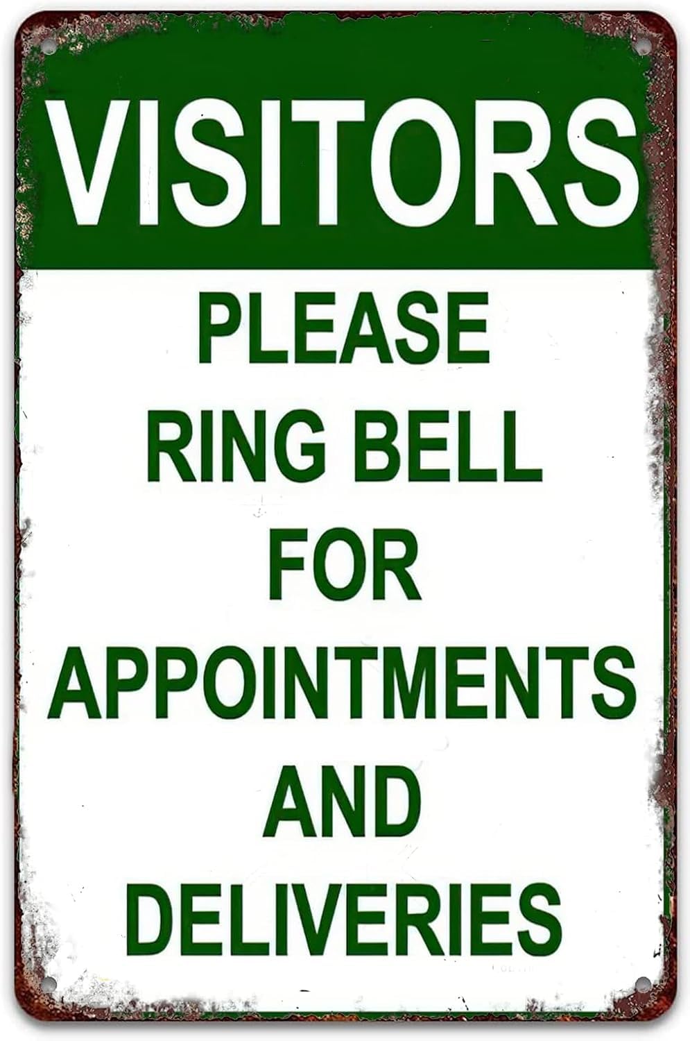 SMAZDFXX Visitors Please Ring Bell For Appointments And Deliveries Metal Tin Sign Wall Art Decor Plaque for Home Living Room Man Cave Kitchen Hotel Garden Office Store 12"x16"
