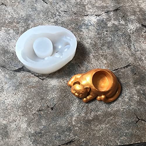 Molde de maceta de silicona de gato bricolaje para jardín y velas 4