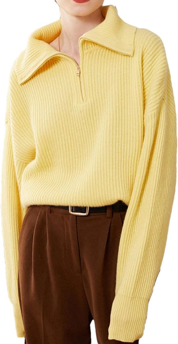 Women's Thicken Loose Large Size Cashmere Sweater Solid Knitted Pullover Top