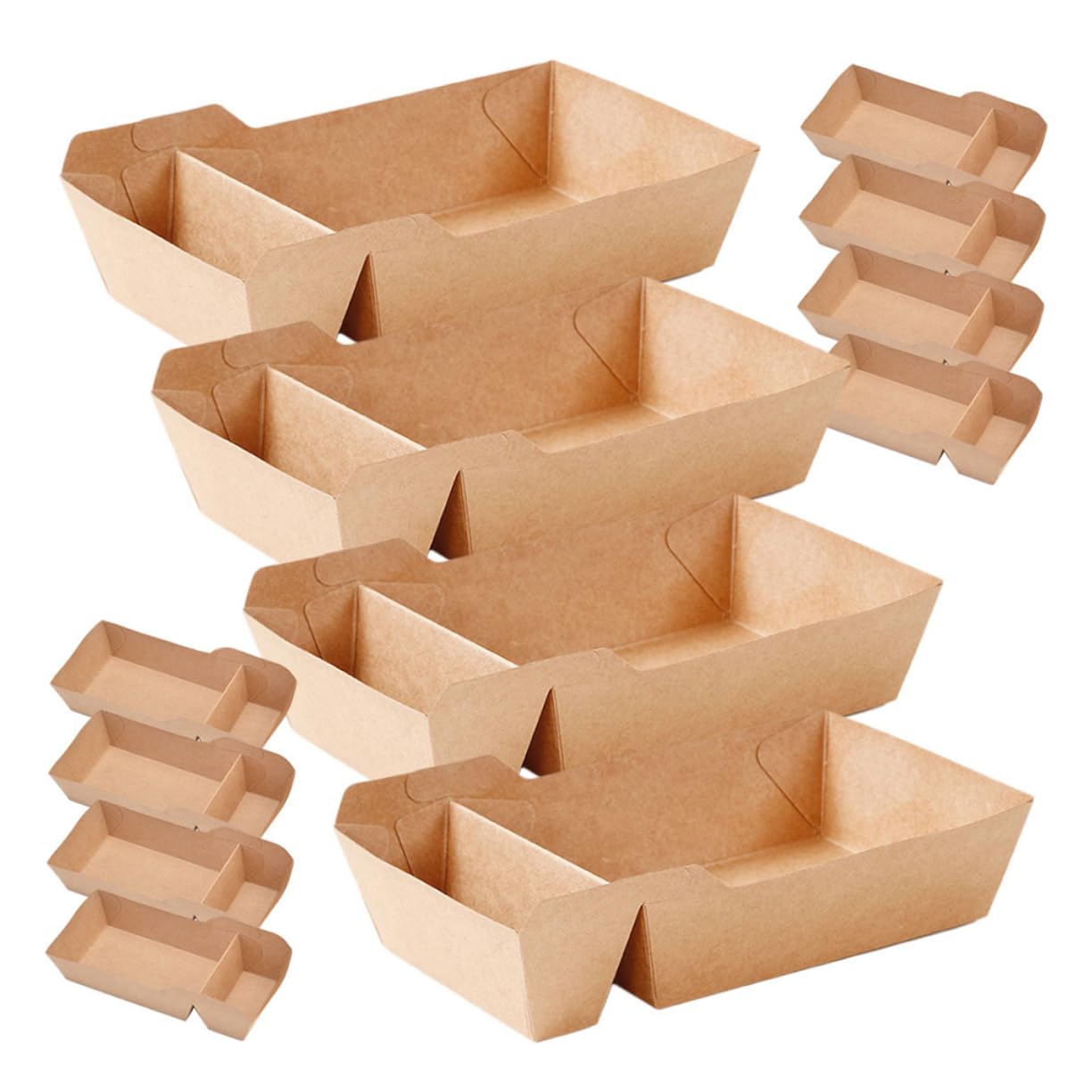 OSOLADY 50pcs Snack Box Tray Fast Food Snack Holder Take Out Snack Container Food Truck Supplies Hotdog Serving Brown Paper