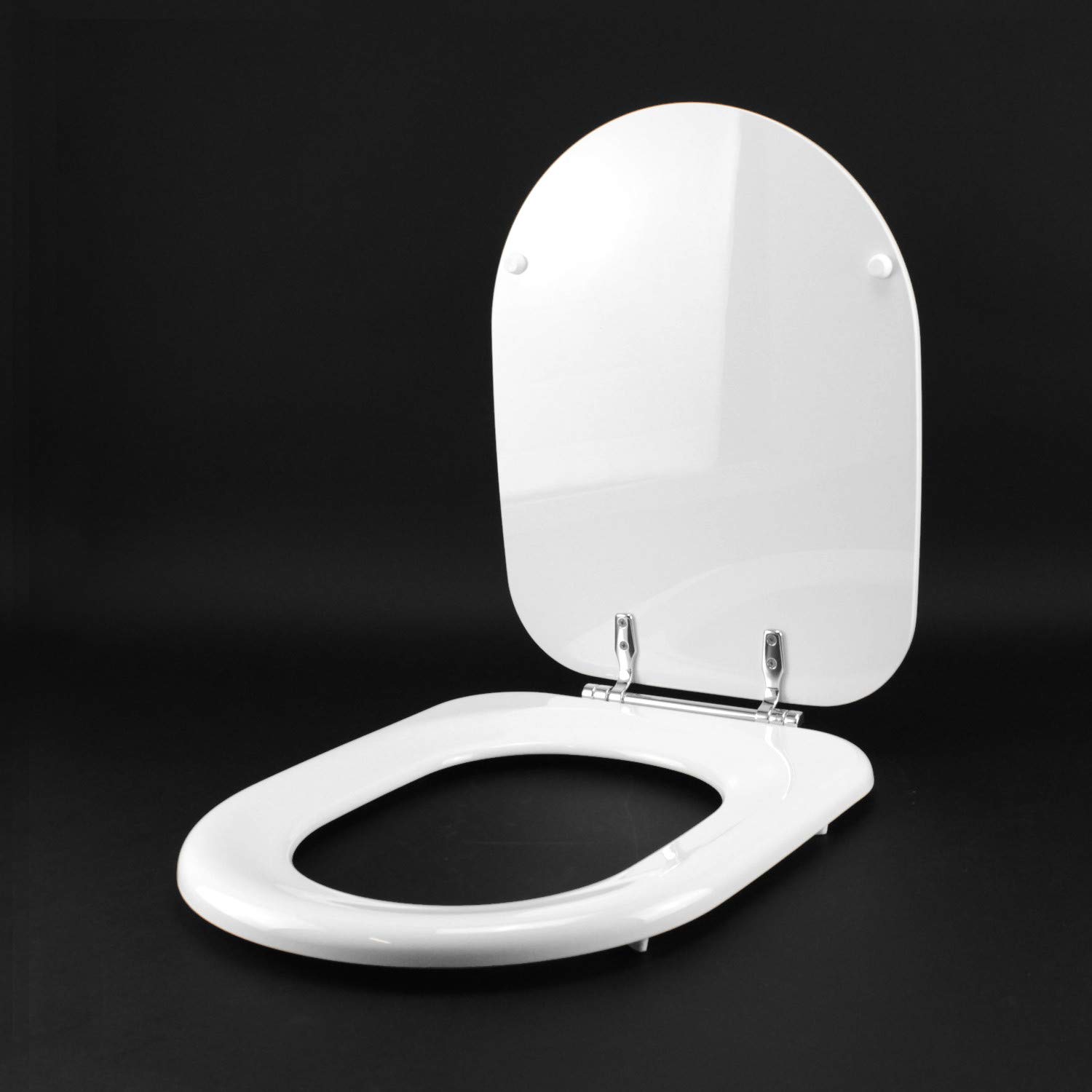 IDROTOP Copriwater per Cesame Epoque come Originale, Bianco, Forma a D | Anima in legno, Poliestere lucido, Cerniera tubetto ottone cromato, Made in Italy