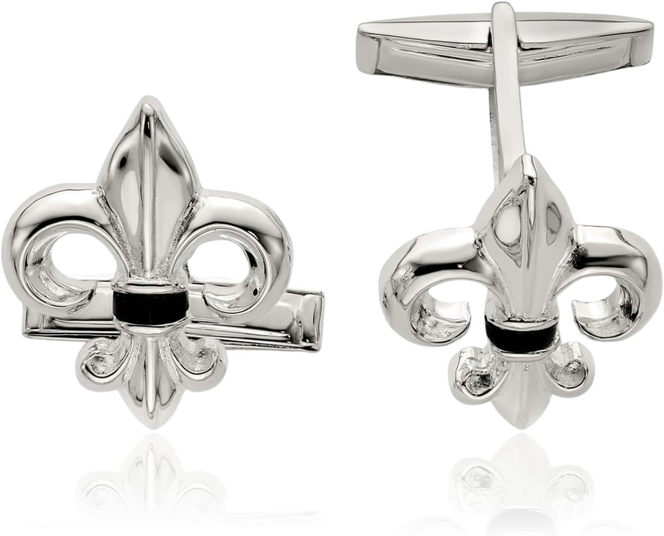 925 Sterling Silver Black Onyx Cuff Links Prong Set for him IceCarats