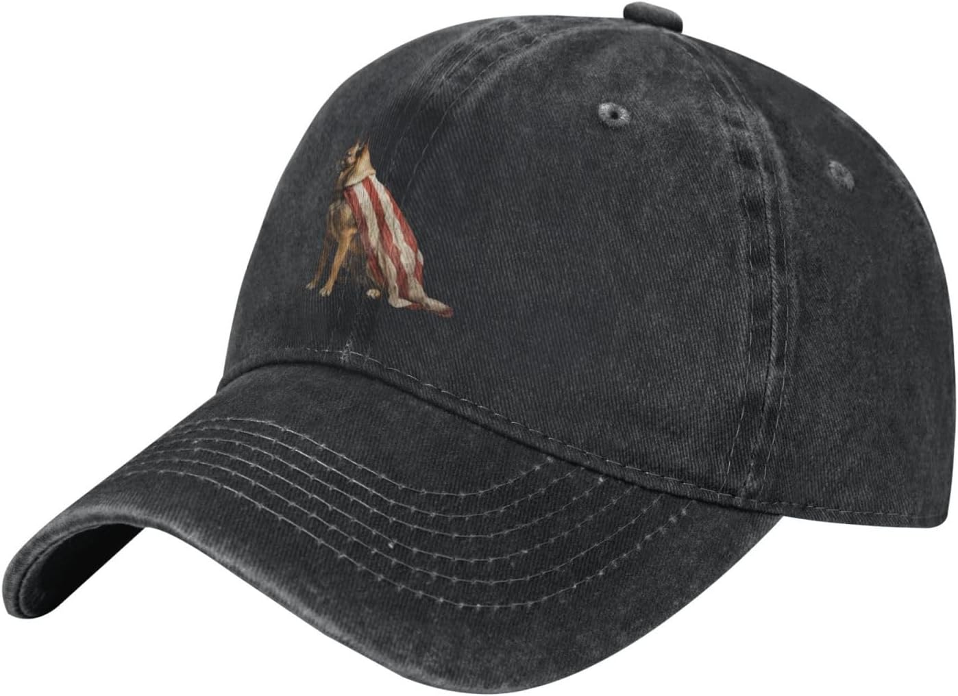 American Flag German Shepherd Dog Wearing Flag Distressed Denim Ball Cap Retro Cool for Every Occasion