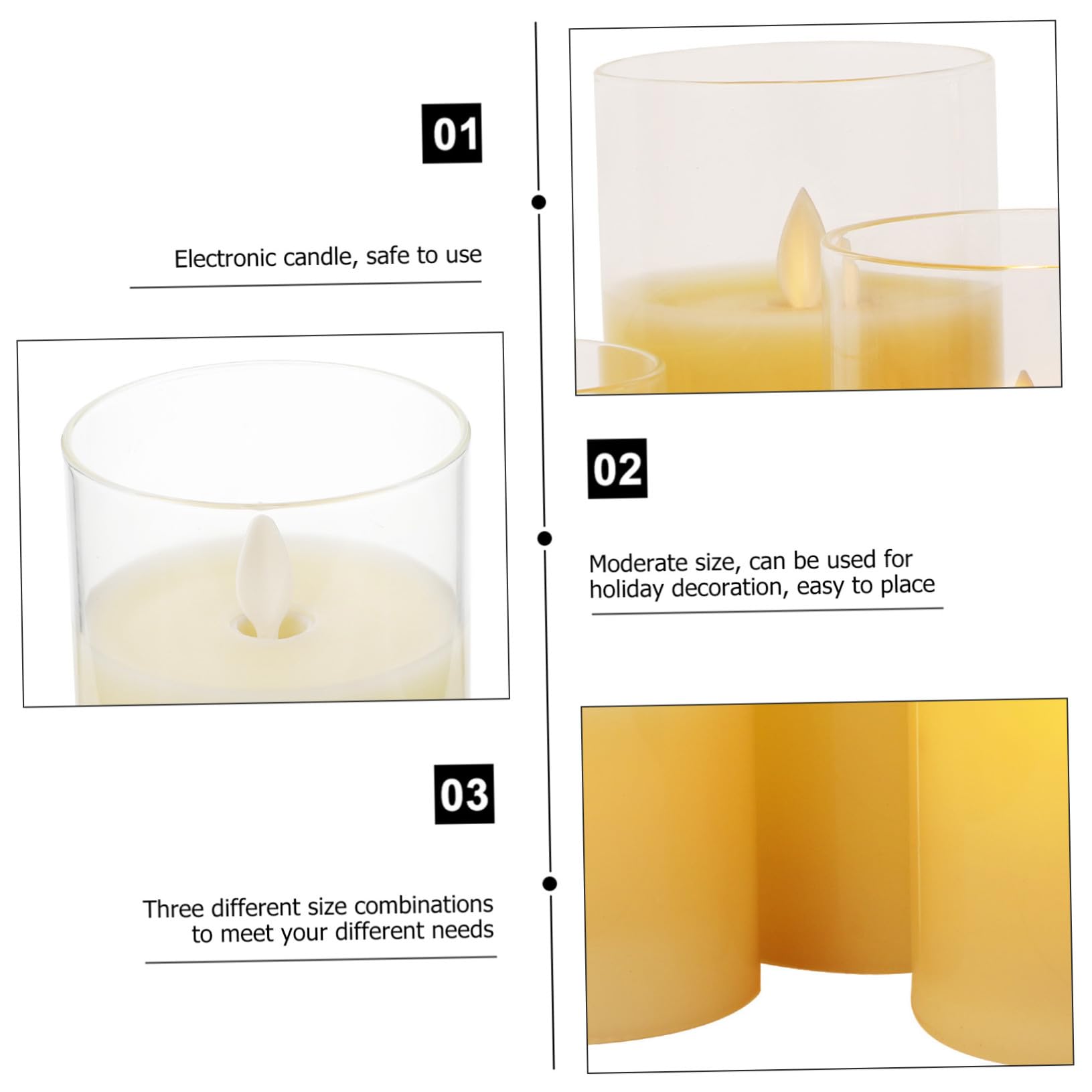 Lampade a LED a Candela Tremolante senza Fiamma e Fumo, Candele Elettriche a Batteria con Telecomando, Set da 3 per Decorazioni D’atmosfera in Casa, Ristorante e Bar