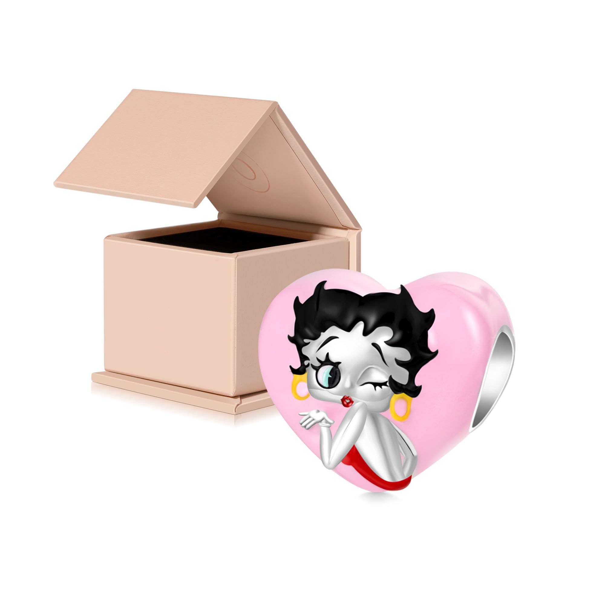 GNOCE Betty Boop Colgante Dangle Charm, S925 Plata de Ley Charms Dangle para mujeres niñas esposa hija San Valentín Día de la Madre joyas regalo