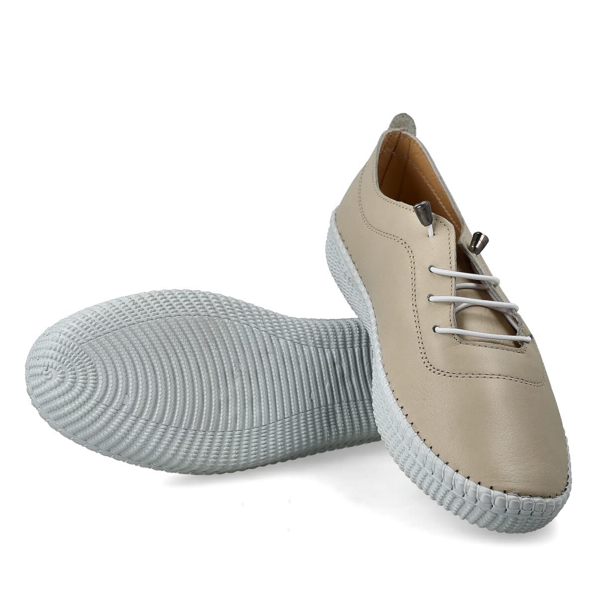 Zapatillas Deportivas Sneakers de Piel para Mujer. Flexibles y Cómodos. Zapatos Planos Casual. Cordones Elásticos. Gran Confort. Blanco, Negro, Cuero, Azul Marino, Celeste, Kaki, Rojo, Beige