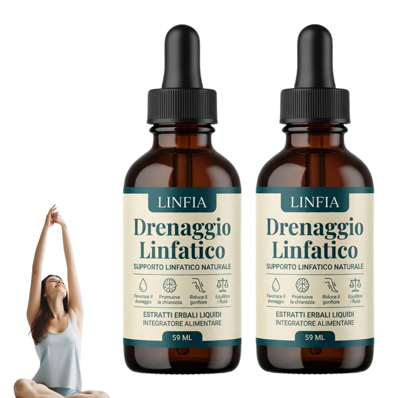 Linfia Drenaje Linfático Gotas, 2026 Nuevas Gotas de Drenaje Linfático para linforia, Naturales a base de hierbas, Senza Glutine, para hombres y mujeres (2)