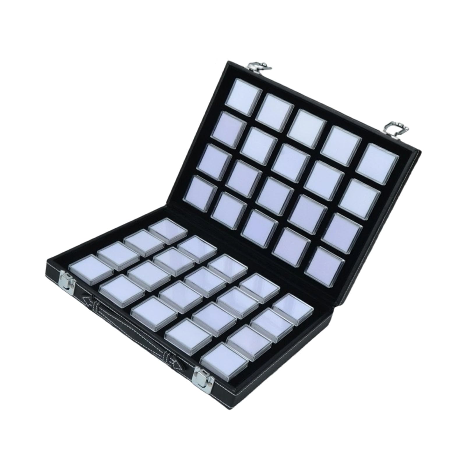 uikios Modern White Acrylic Compartment Trays with Small Square Boxes Gemstones Display Box with Clear Window Acrylic Jewelry Display Tray