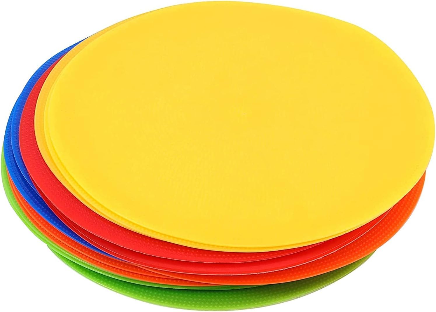 Bodenmarker aus Polyvinyl, 22,7 cm, Bodenmarker, rutschfest, flache Kegel aus Poly, für Fußball, Basketball, Tanztraining, Agilität und Übungen (5 Farben)