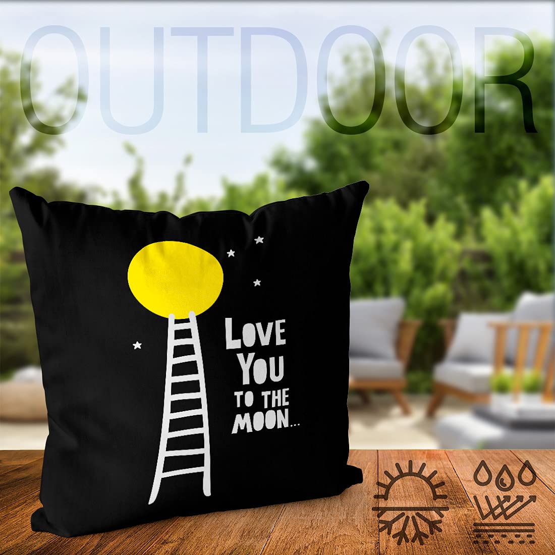 VOID Liebe Mond Sterne Cartoon Kissenbezug Kissenhülle Sofakissen Kissen Deko Outdoor-Kissen Dekokissen, Kissen Größe:60 x 60 cm