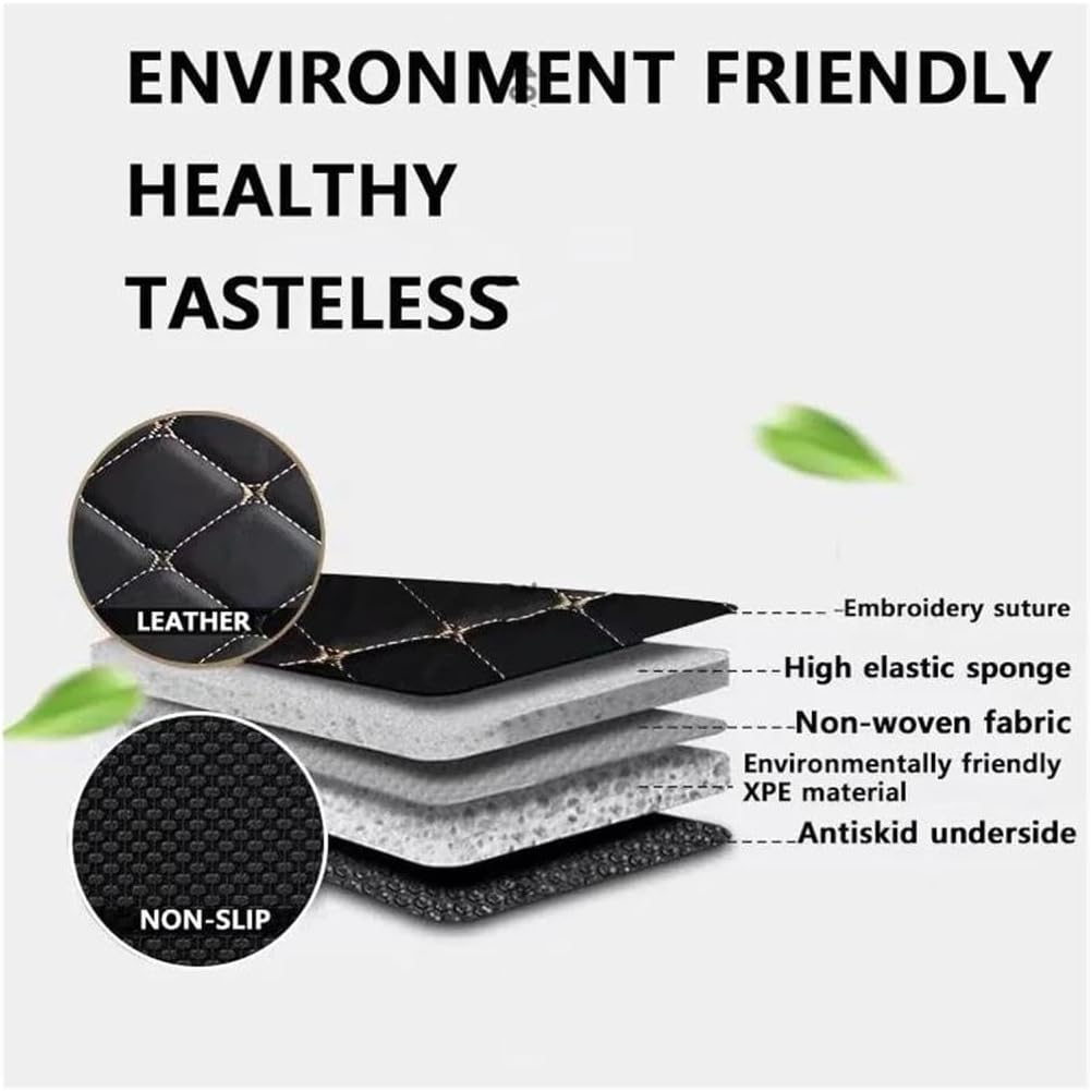 Fully Surrounded Trunk Mat for Panamera 970 2010 2011 2012-2016 Car Trunk Mat Anti Dirty Durable Leather Carpet Protective Pad Boot Liner Protector(Black andBlackB)