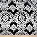 Ben Textiles Charmeuse Satin Old Damask Black/White Fabric By The Yard