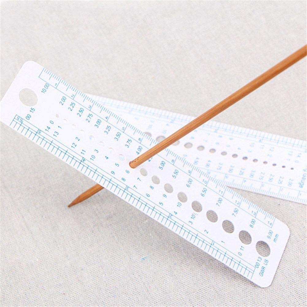 Zonfer 2Pcs Knitting Gauge, Plastic Knitting Ruler, Needle Gauge Inch Sewing Ruler, 2-10Mm Measure Sewing Tools