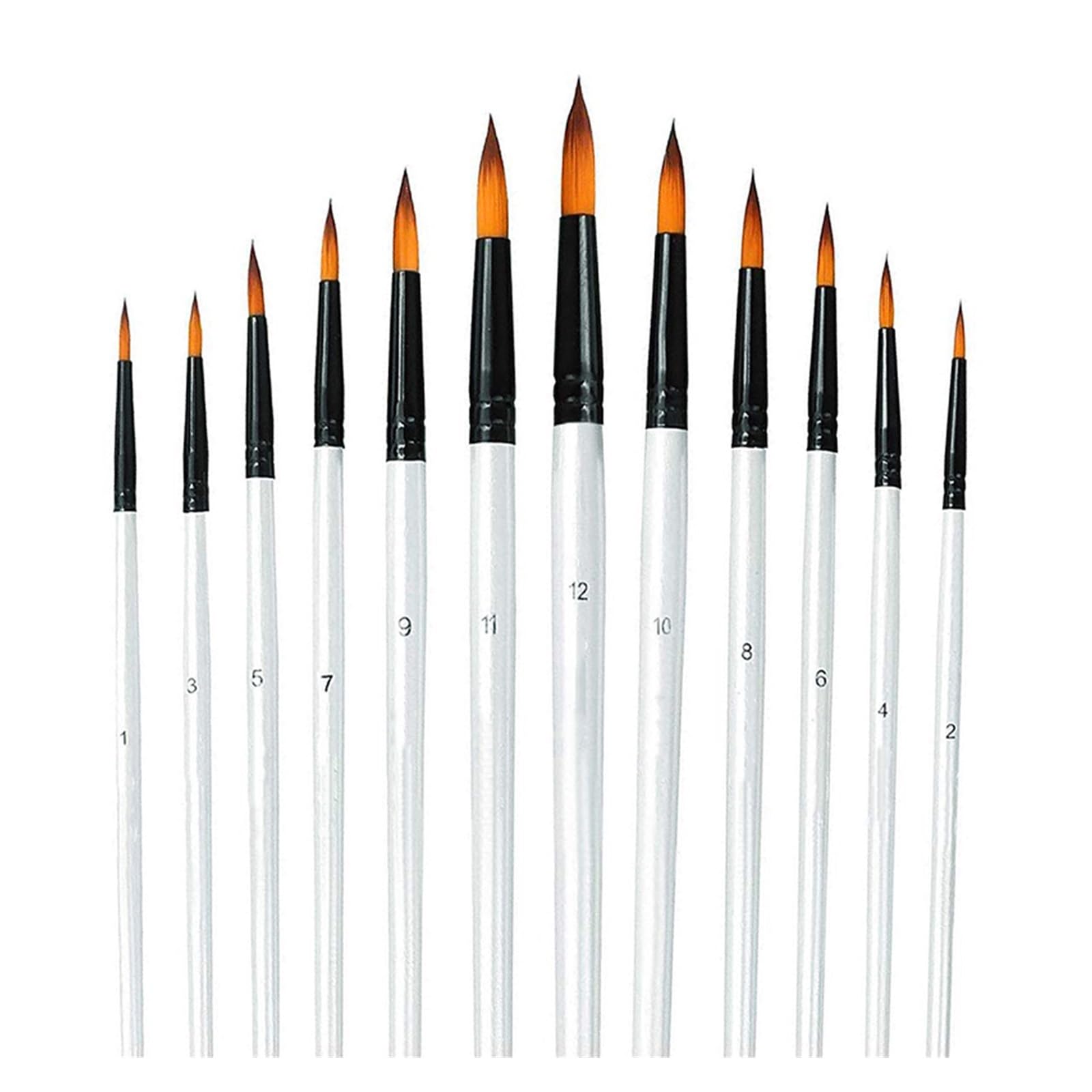 12-teiliges Pinselset für Acrylmalerei, runde Pinsel aus Nylon für Aquarell-, Öl- und Acrylmalerei
