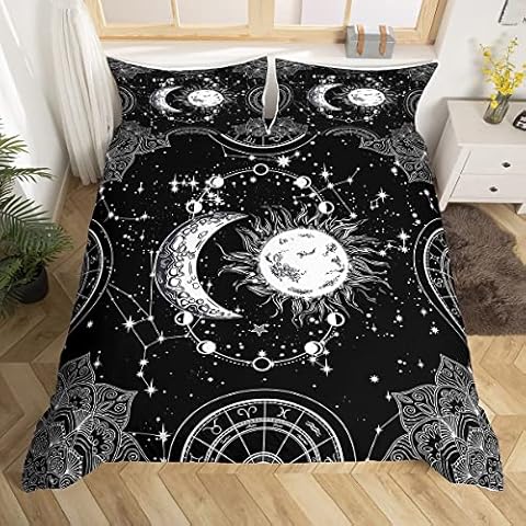 Sun and Moon Galaxy Duvet Cover Set Cover