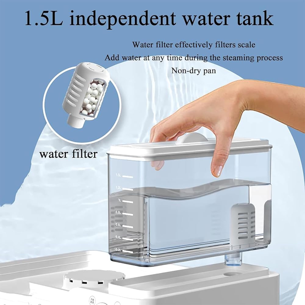 800W Three-Tier Electric Food Steamer with 24L Capacity, Touch Screen Display, 12H Appointment, and Independent Water Tank for All Homes 5