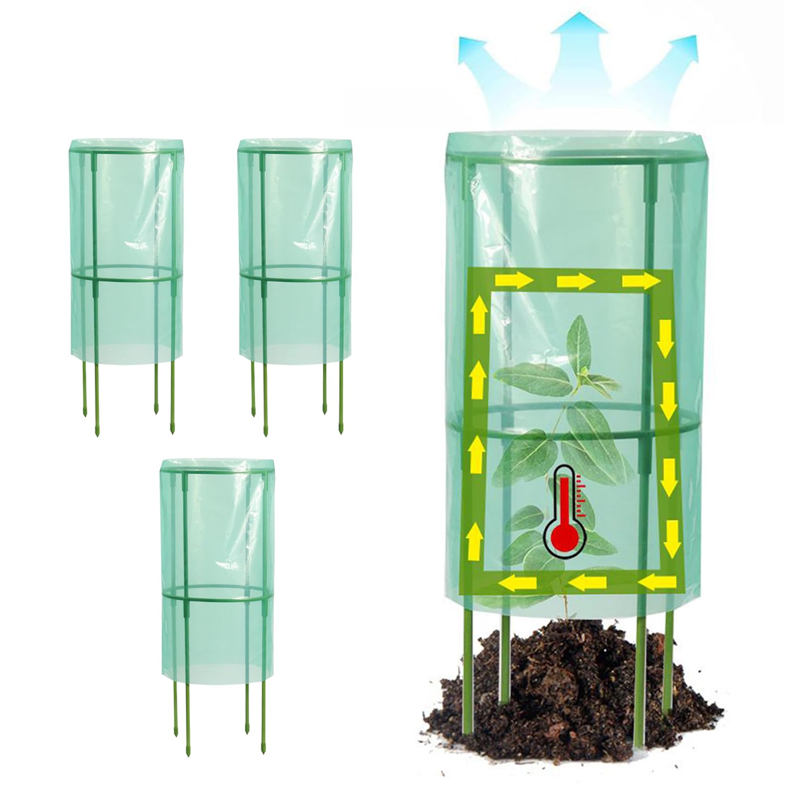 Protections pour Plantes de Jardin – Cloches de semis | Dômes de Jardin Coupe-Vent, Housses réutilisables pour la Protection Contre Le Gel, barrière, Culture surélevée, Bouchons de Serre pour Petites