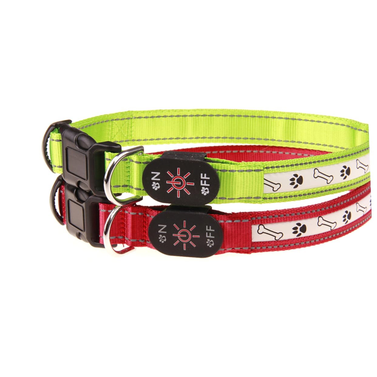 Beavorty Collier LED pour Chien Chargement USB Facile Nocturne Lumières Vertes Taille Réglable Forme Dempreinte en L