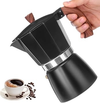 Moka Pot 300ml 6 Cups Italian Coffee Pot Stovetop Espresso Maker Stovetop | Manual with Resistant Handle Italian Espresso Greca Coffee Maker for Cappuccino Latte Mocha
