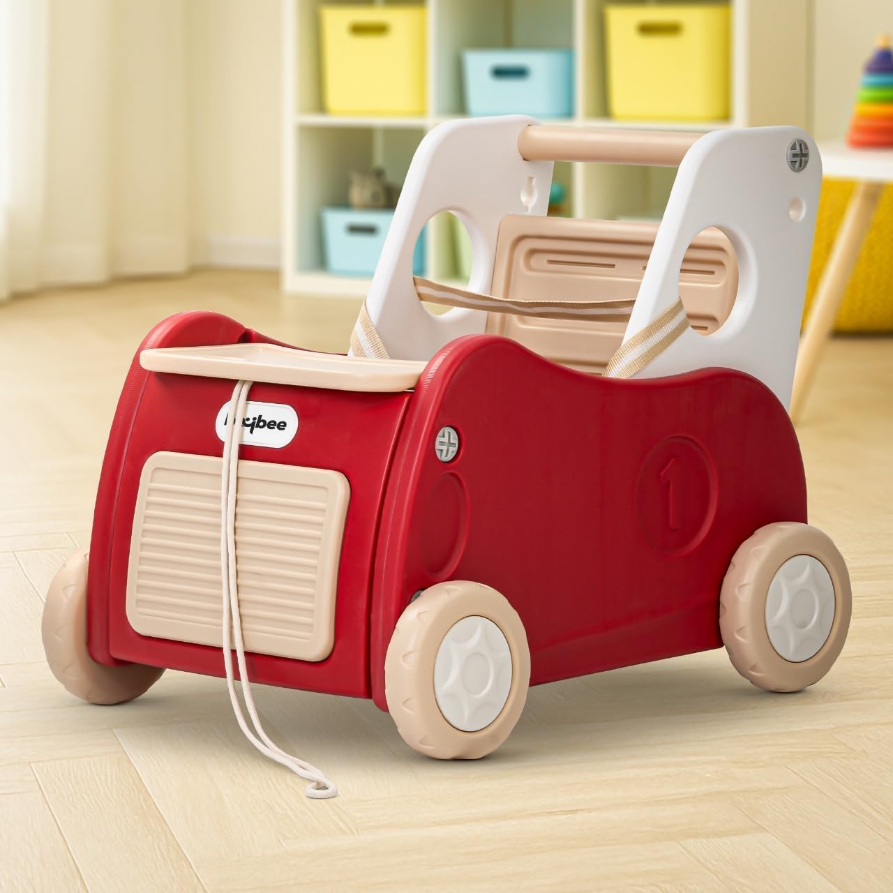 Baybee 4-in-1 Push Walker & Shopping Cart for Baby with Ride-On Mode, Pulling Mode, Toy Storage & Removable Food Tray | Multifunctional Baby Walker for 6+ Months (Red)-picture-14