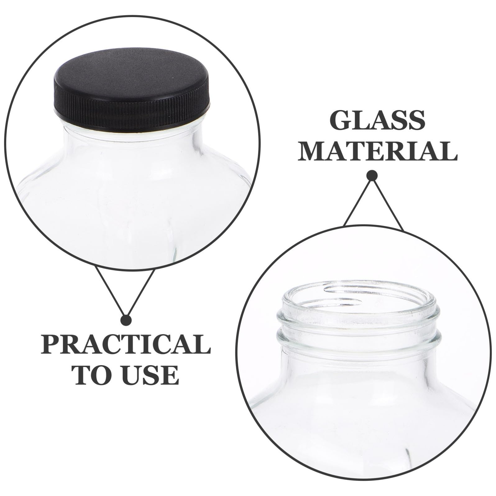 Set 4 Bottiglie Riutilizzabili in Vetro da 500 Ml con Coperchi, Design Quadrato Portatile e Forma Stabile per Latte, Succhi e Bevande, per Ufficio e Idratazione in Riutilizzabile