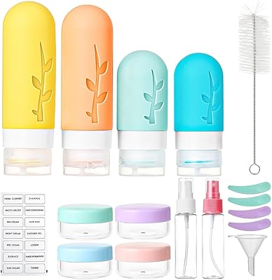 18 pack Travel Size Bottles for Toiletries, Tocelffe Tsa Approved 3oz 2oz Travel Size Containers Leak Proof Refillable Liq...