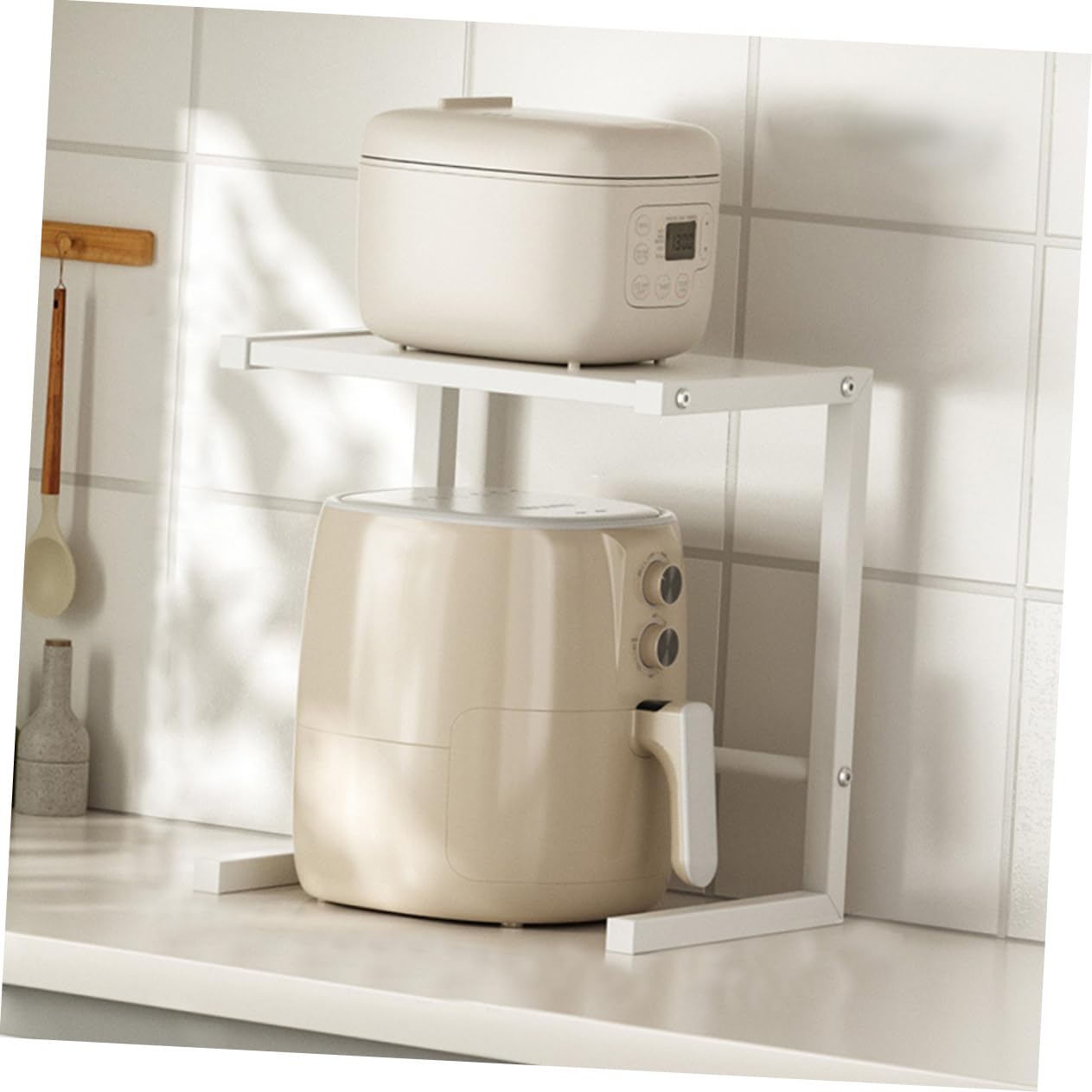 Cabilock Soporte Metálico Diseño Estable y Firme para Microondas y Horno de Acero al Carbono para Organización en Encimera de Cocina
