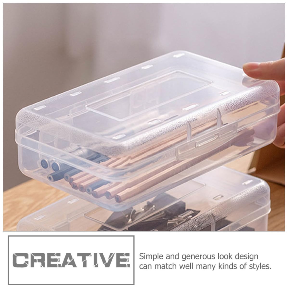 Set 6 Astucci Portapenne Trasparenti Organizzatore Cancelleria in Plastica Impilabili Coperchio Rapido Contenitore Penne e Matite per Studenti e Insegnanti per Scolastico