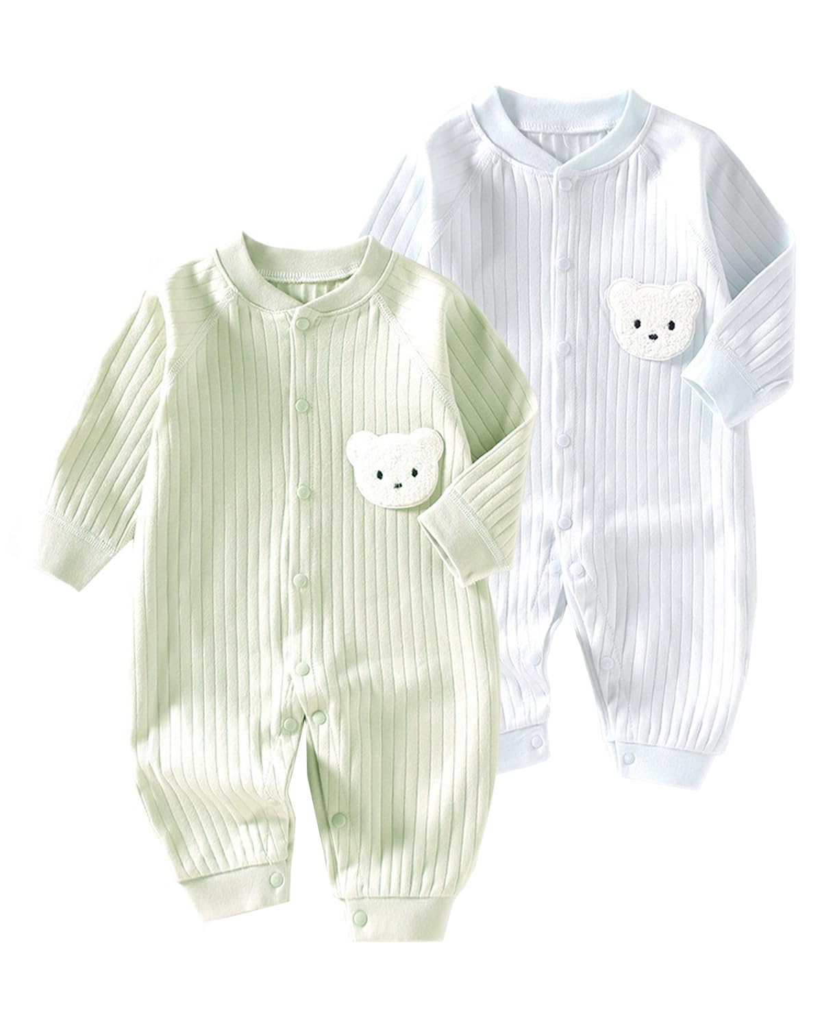 WYTbaby Body para bebé recién nacido, 2 piezas, manga larga, algodón, ropa de bebé de una pieza para niños y niñas de 0 a 12 meses