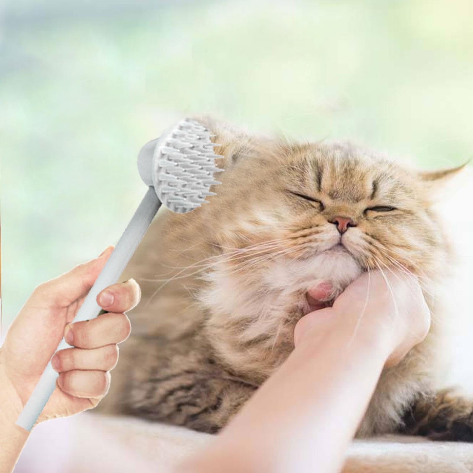 Amazon.co.jp: 長い柄の猫用ブラシ | シリコン製の猫用ブラシ、抜け毛