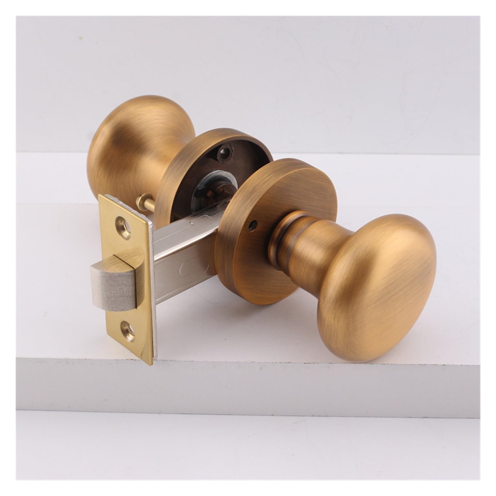 NYRXRYTCA American Golden Door Lock Ball Lock Simple Indoor Bathroom Lock European Solid Wood Door Bathroom Silent Room Door Lock(Yellow bronze)
