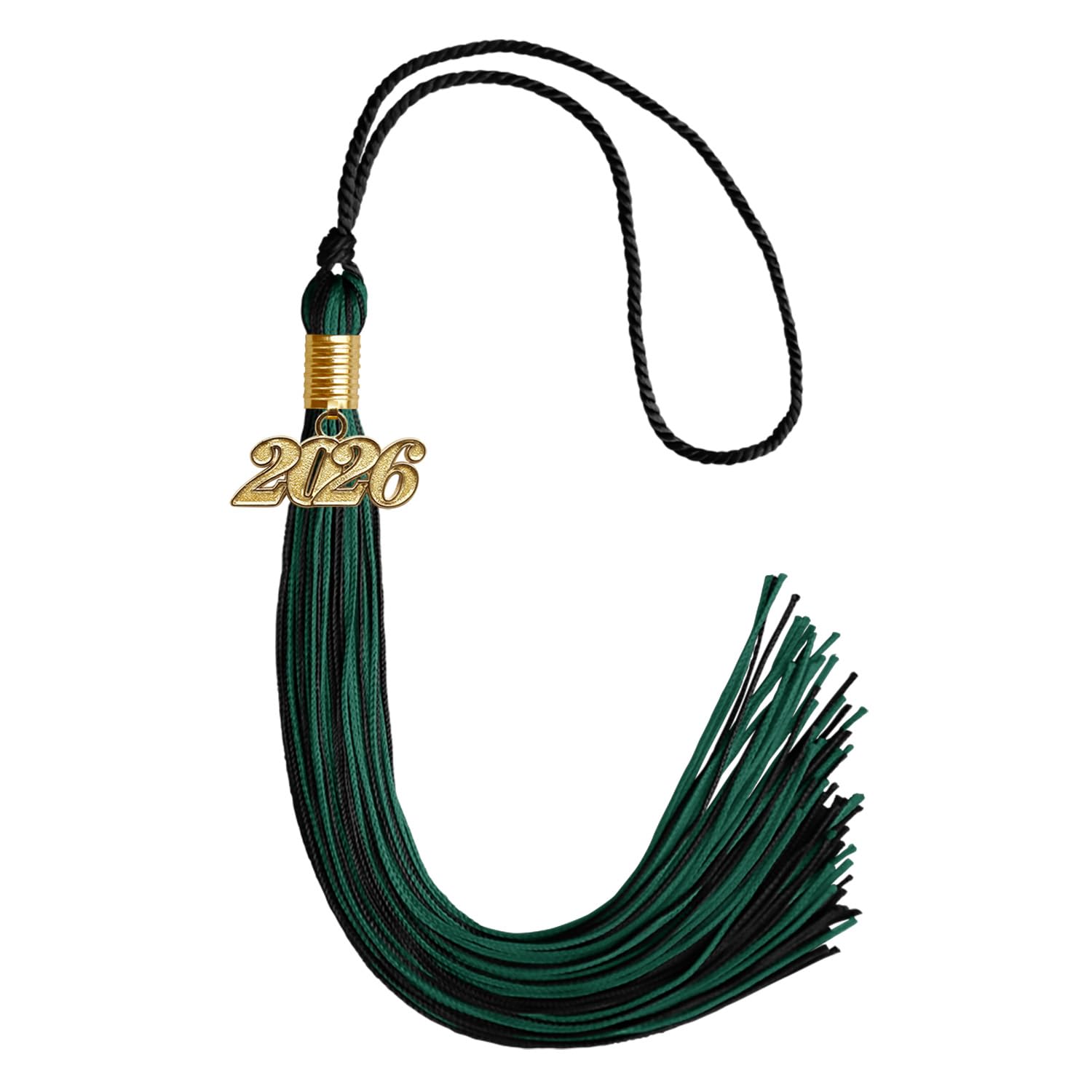 Endea Graduation Mixed Double Color Tassel with Gold Date Drop (Black/Huntergreen, 2026)