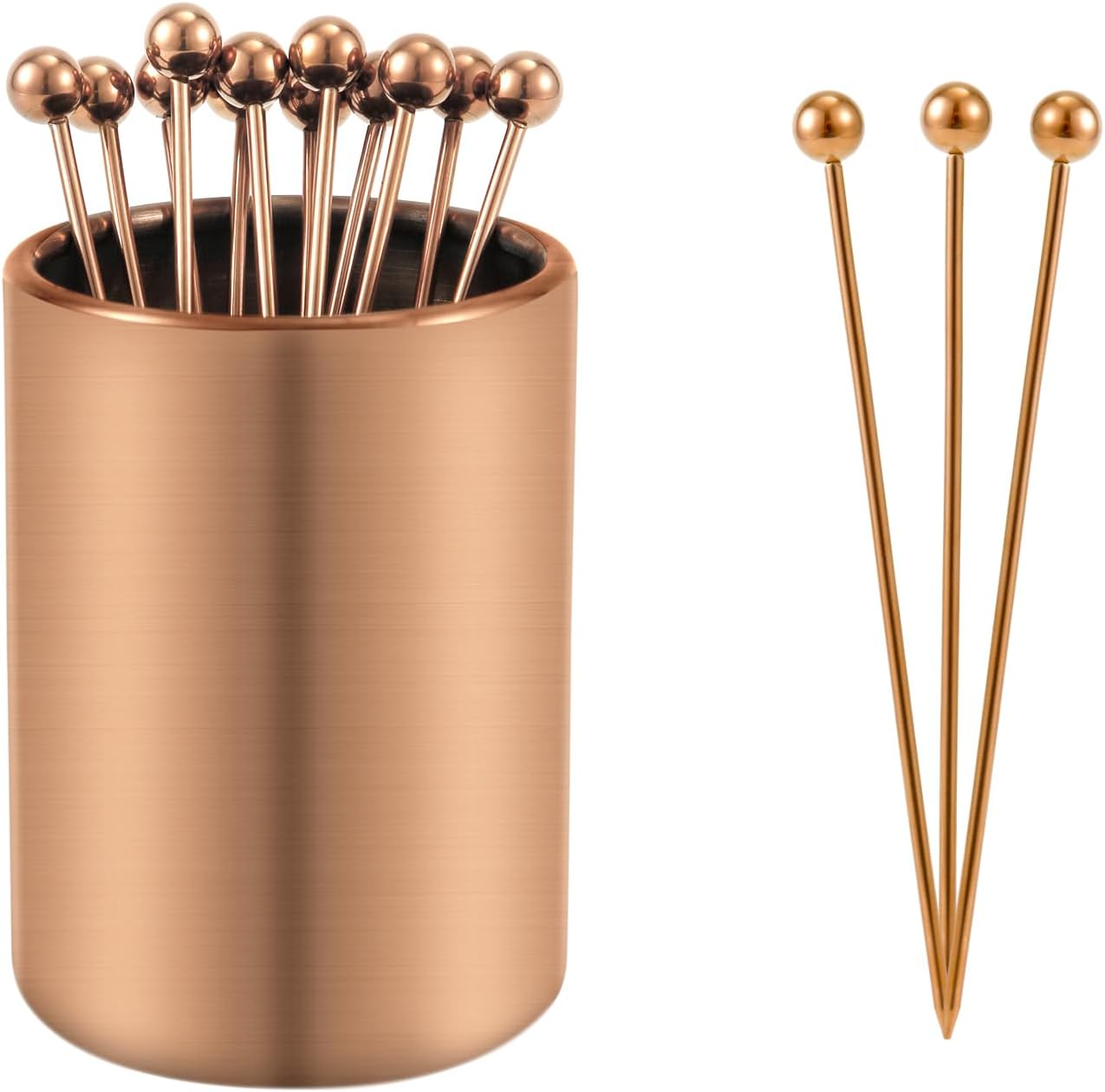 Metal Cocktail Picks Holder Set, 12 Cocktail Toothpicks
