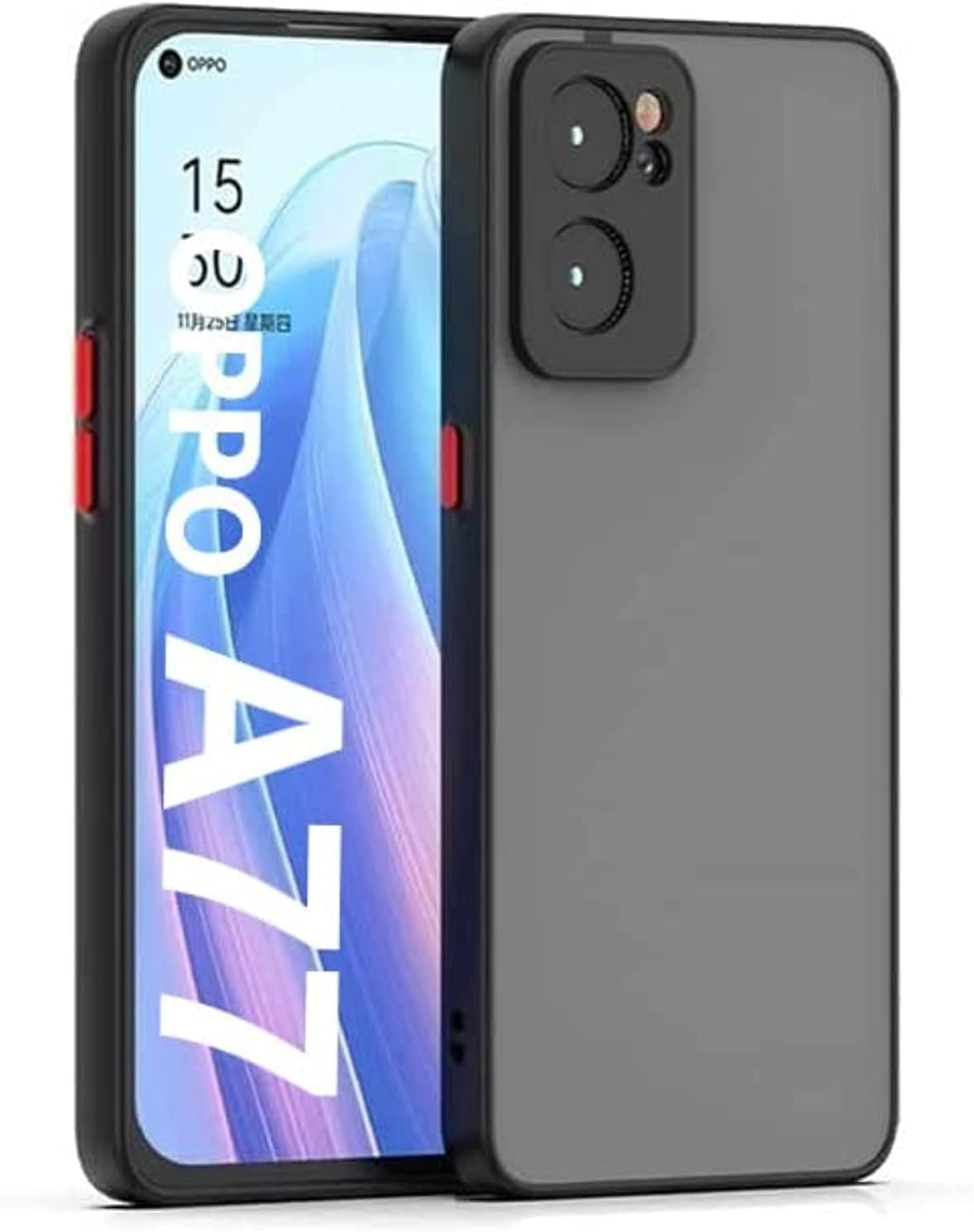 MuzzCase For Oppo A77 Back Cover | Hybrid Smoked Back | Full Camera Protection | Raised Edges | Super Soft-Touch | Bumper Case for Oppo A77 5G Black