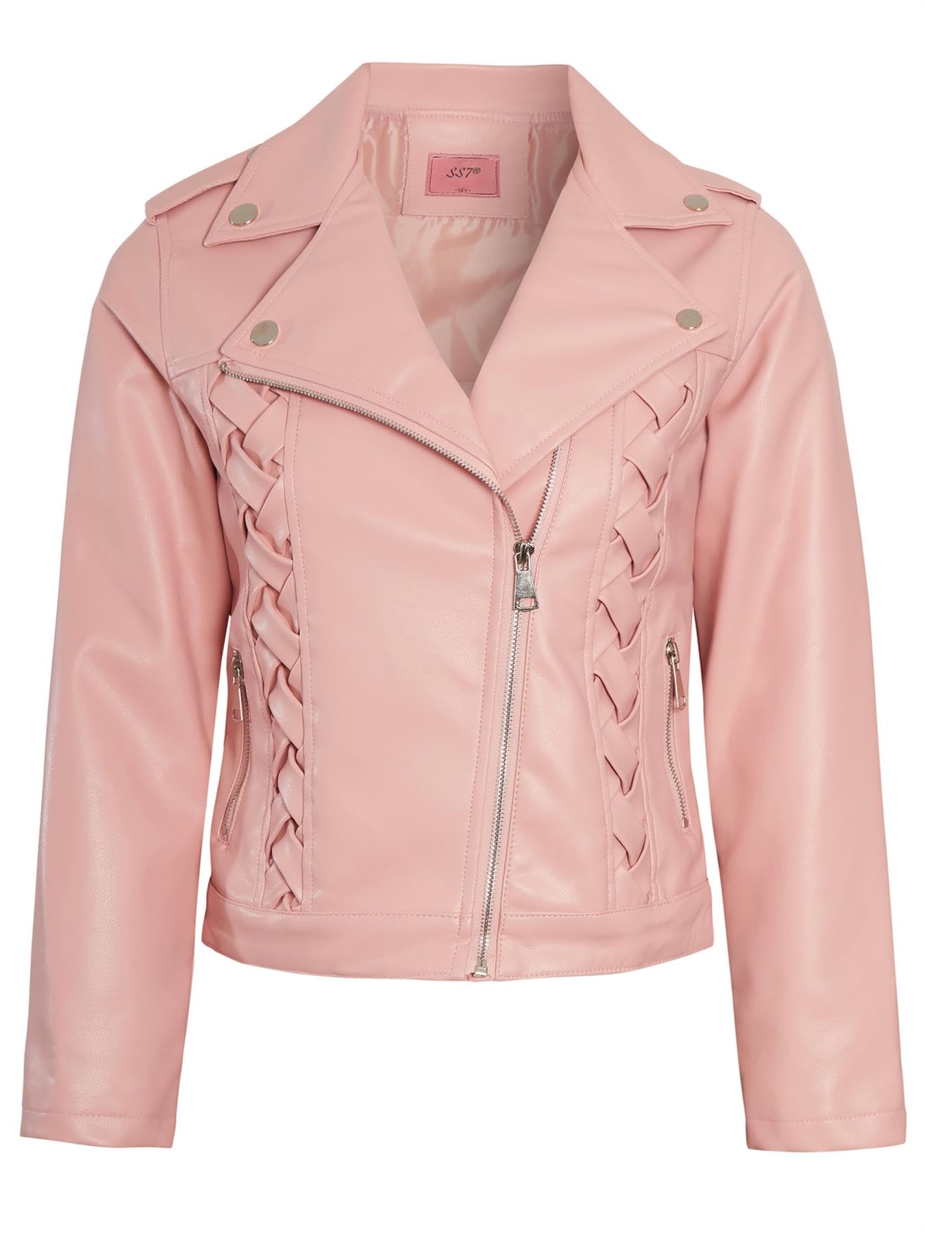 Ss7 Girls Pink Biker Jacket Faux Leather