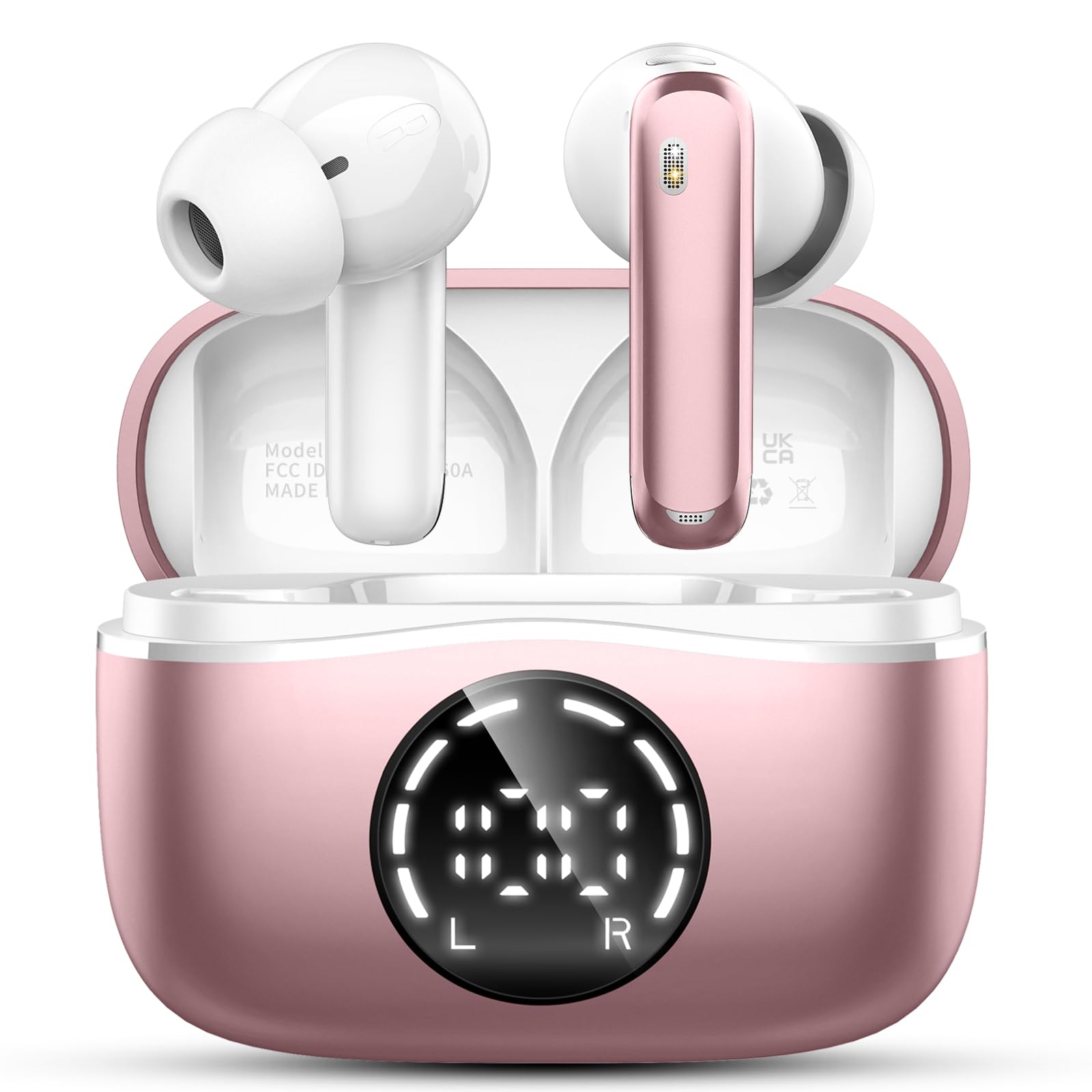 Wireless Bluetooth Headphones, 2026 Bluetooth Headphones 5.4 with 50 Hours HiFi Stereo Deep Bass, 4 ENC Noise Cancelling Mic Wireless Earbuds, USB-C in Ear Earphones, IP-X7 Waterproof for iOS Android