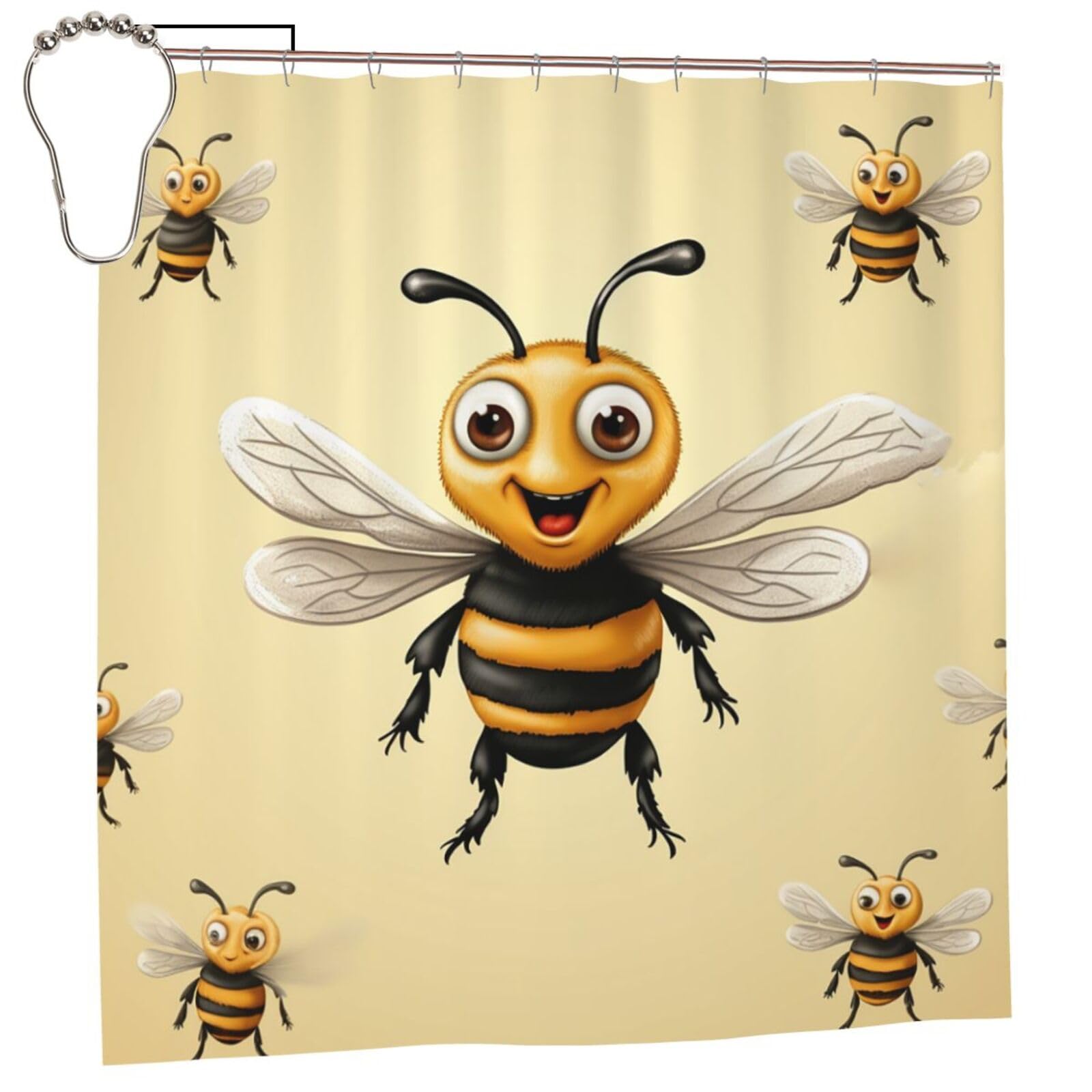 FodPand Honey Bee Shower Curtain 70"x70" Waterproof Long Bathroom Curtain Heavy Duty Thick Cloth Bath Curtain Set with Hooks, Modern Abstract Art Pattern Bathroom Shower Curtains