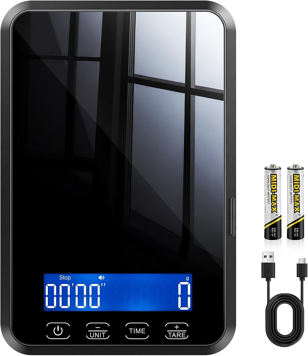 Báscula de alimentos Letron, báscula de cocina de alta precisión de 33 lb/0,1 oz para pan de masa fermentada, 7 unidades integradas, función de sincronización y tara, báscula de cocina digital recargable para alimentos, hornear, cocinar