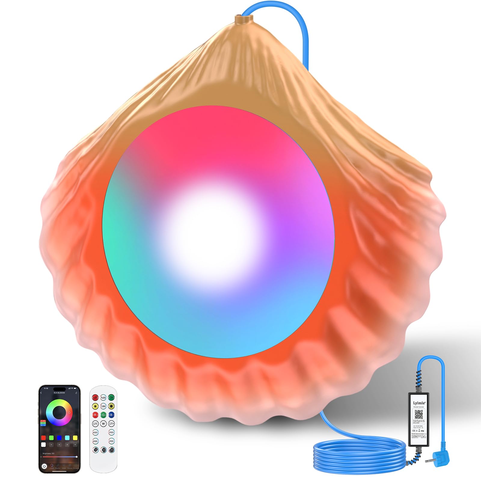 LyLmLe Led-zwembadverlichting voor zwembaden met stalen wand met app- bediening, 20 W RGBW dimbare magnetische zwembadlamp met transformator en timer, IP68 waterdicht, 12 V onderwaterverlichting met 10