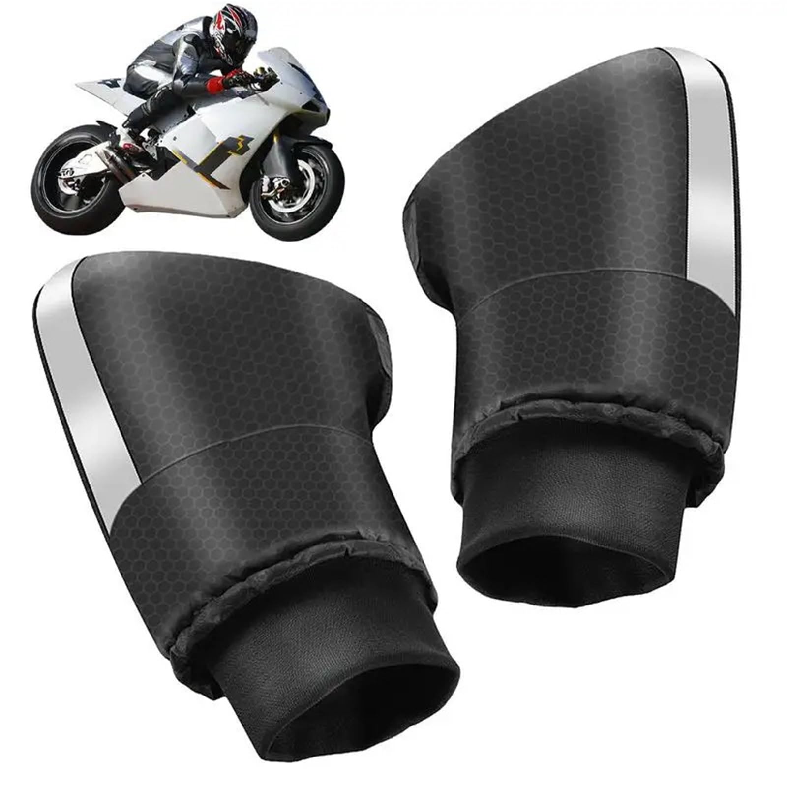Rękawiczki na kierownicę, 1 para motocyklowych zimowych cieplejszych rękawiczek ochronnych do skuterów gruby, ciepły uchwyt mufka