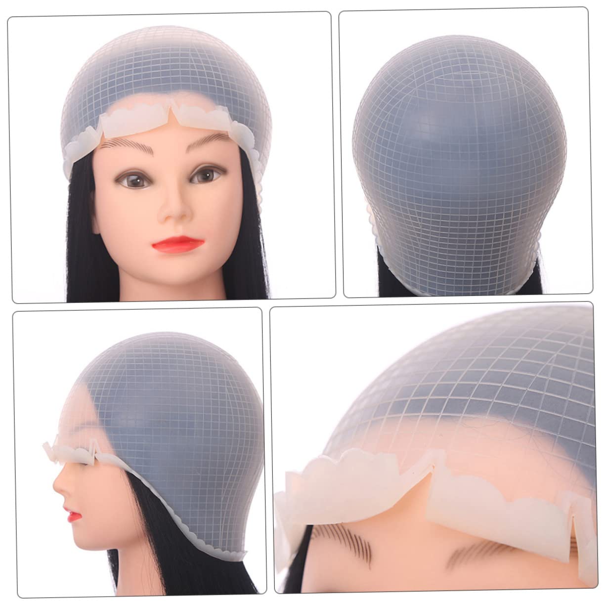 Healeved Hair Coloring Highlighting Cap Set Silicone Tinting Caps Metal Needle for Barber Shops and Salons