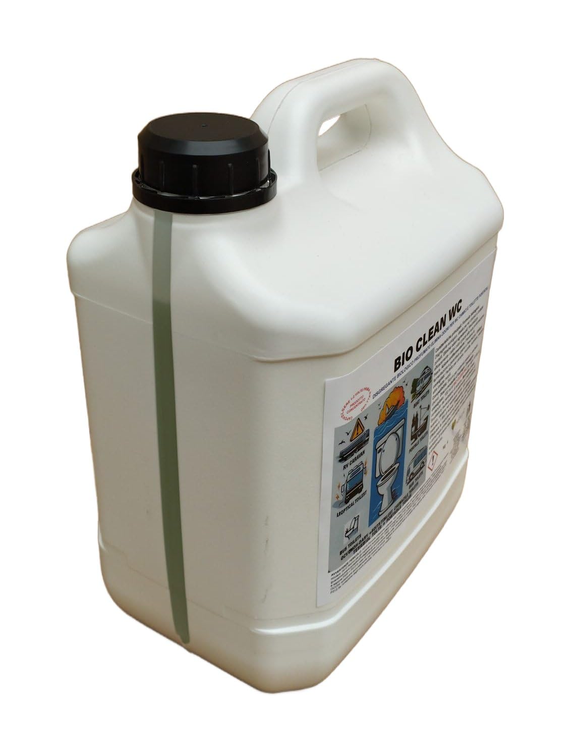 BIO CLEAN WC Disgregante Profumato per WC Chimici e Toilette Portatili, Azione Antiodore, Previene Fermentazione, Ideale per Camper Roulotte Yacht e Bagni Portatili, Tanica 5 kg con Beccuccio Dosatore