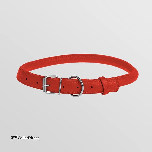 Foto 6 de 8 de CollarDirect Collar de perro de cuero enrollado, collar de cachorro redondo acolchado suave