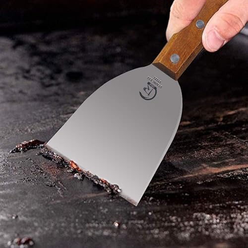 Miniatura 6 de LRui - Juego de raspador de parrilla resistente con 5 cuchillas de repuesto y raspador de parrilla de borde inclinado pequeño, accesorios