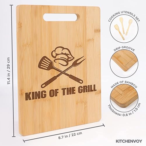 Miniatura 2 de King of The Grill Tabla de cortar de bambú para hombres, tabla de cortar para papá, regalos para hombres, regalo de cumpleaños para papá, regalo de