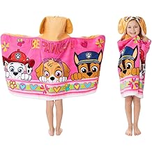 Paw Patrol Girl Skye, Marshall, Chase Kids Super Soft Bath/Pool/Beach Soft Cotton Terry Hooded Towel Wrap, 24 in x 50 in, (Officially Licensed Product) by Franco