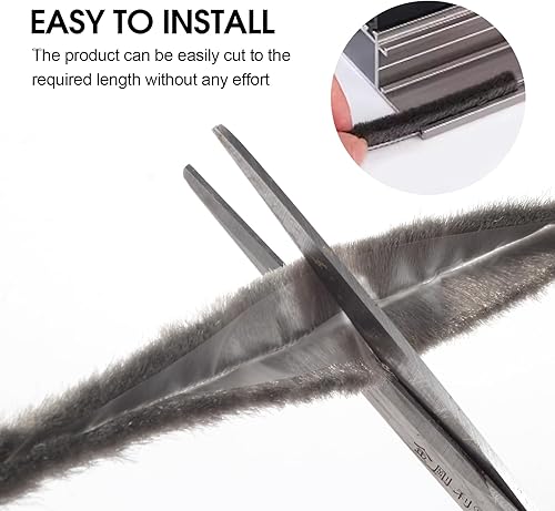 Miniatura 5 de Cinta deslizante de 16 pies (16.4 ft) 196 pulgadas para ventanas y puertas, cinta de extractor de corriente, tira de sellado de cepillo, burlete de