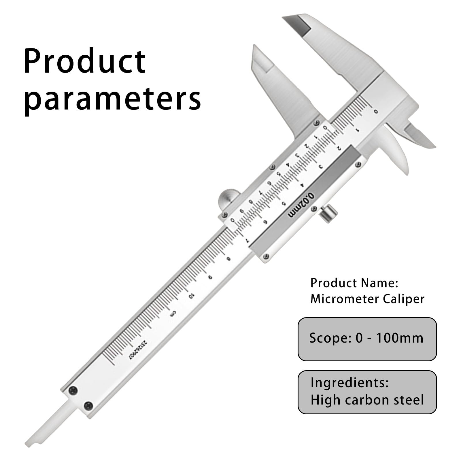 Calibrador de acero inoxidable de tamaño pequeño para joyas, monedas, piedras preciosas, calibre vernier de 0 a 100 mm, alta precisión